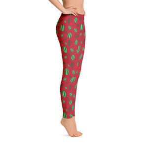 Watermelon All Over Print Leggings - Red