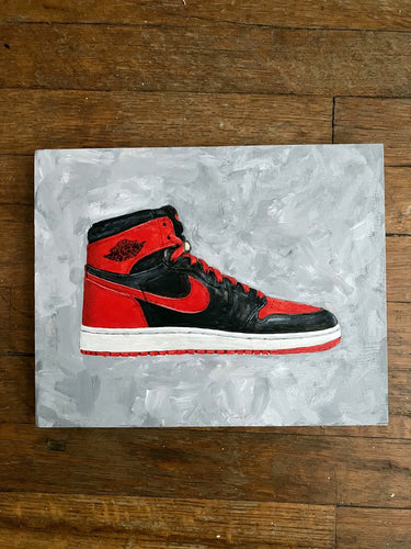 ORIGINAL PAINTING NIKE AIR JORDAN 1 BRED SNEAKER