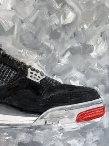 ORIGINAL PAINTING NIKE AIR JORDAN 4 BRED SNEAKERS