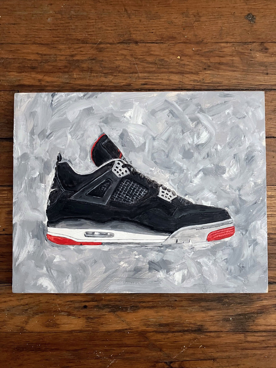 ORIGINAL PAINTING NIKE AIR JORDAN 4 BRED SNEAKERS