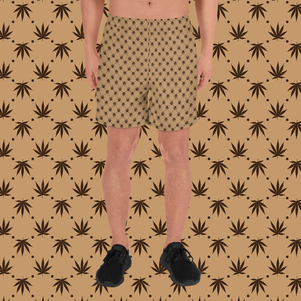 Weed Leaf All Over Print Shorts - Tan