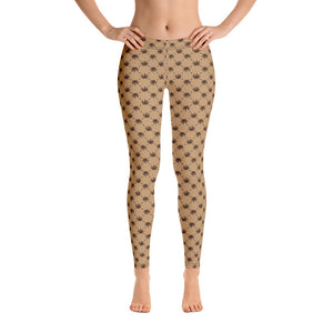 Weed Leaf All Over Print Leggings - Tan