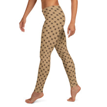 Weed Leaf All Over Print Leggings - Tan