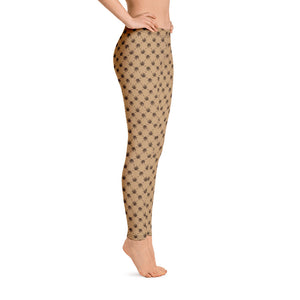 Weed Leaf All Over Print Leggings - Tan