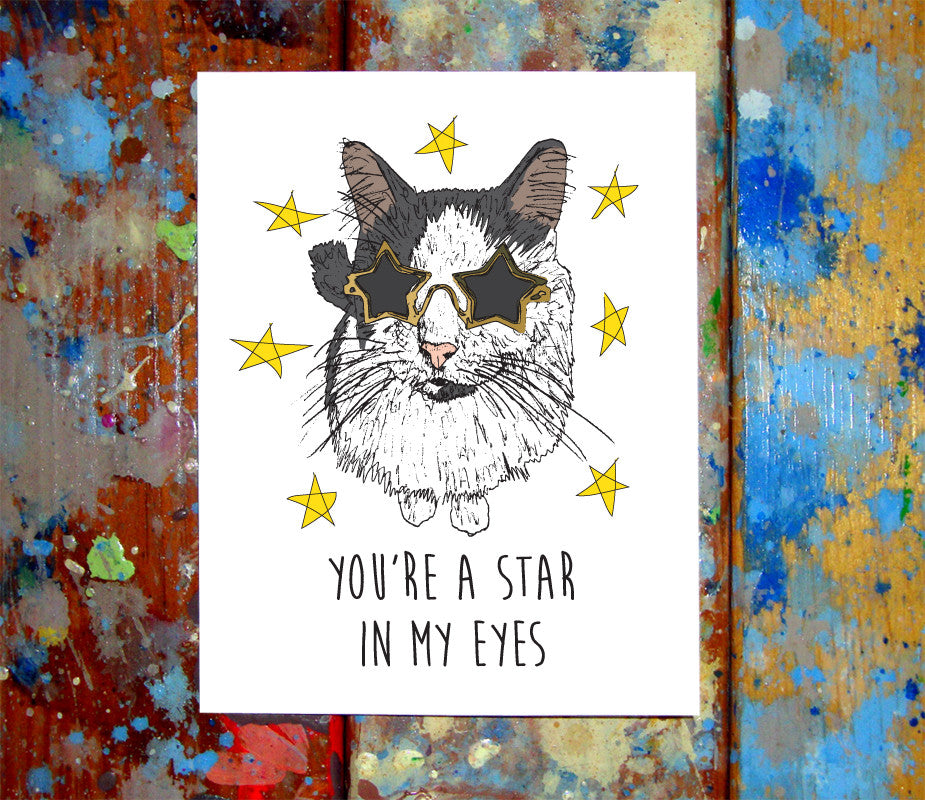 Cat You're A Star Love Card