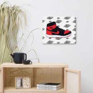 AIR JORDAN 1 BRED SNEAKER ART CANVAS PRINT