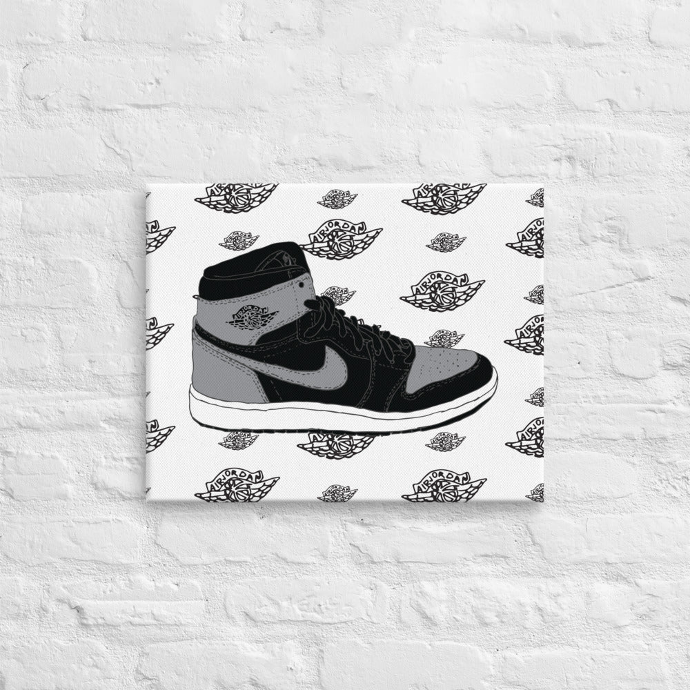 AIR JORDAN 1 SHADOW SNEAKER ART CANVAS PRINT