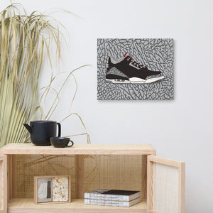 AIR JORDAN 3 BLACK CEMENT SNEAKER ART CANVAS PRINT