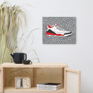 AIR JORDAN 3 FIRE RED SNEAKER ART CANVAS PRINT