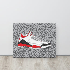 AIR JORDAN 3 FIRE RED SNEAKER ART CANVAS PRINT