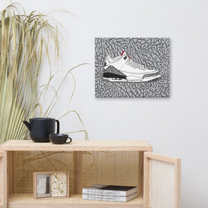 AIR JORDAN 3 WHITE CEMENT SNEAKER ART CANVAS PRINT