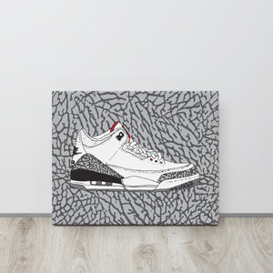 AIR JORDAN 3 WHITE CEMENT SNEAKER ART CANVAS PRINT