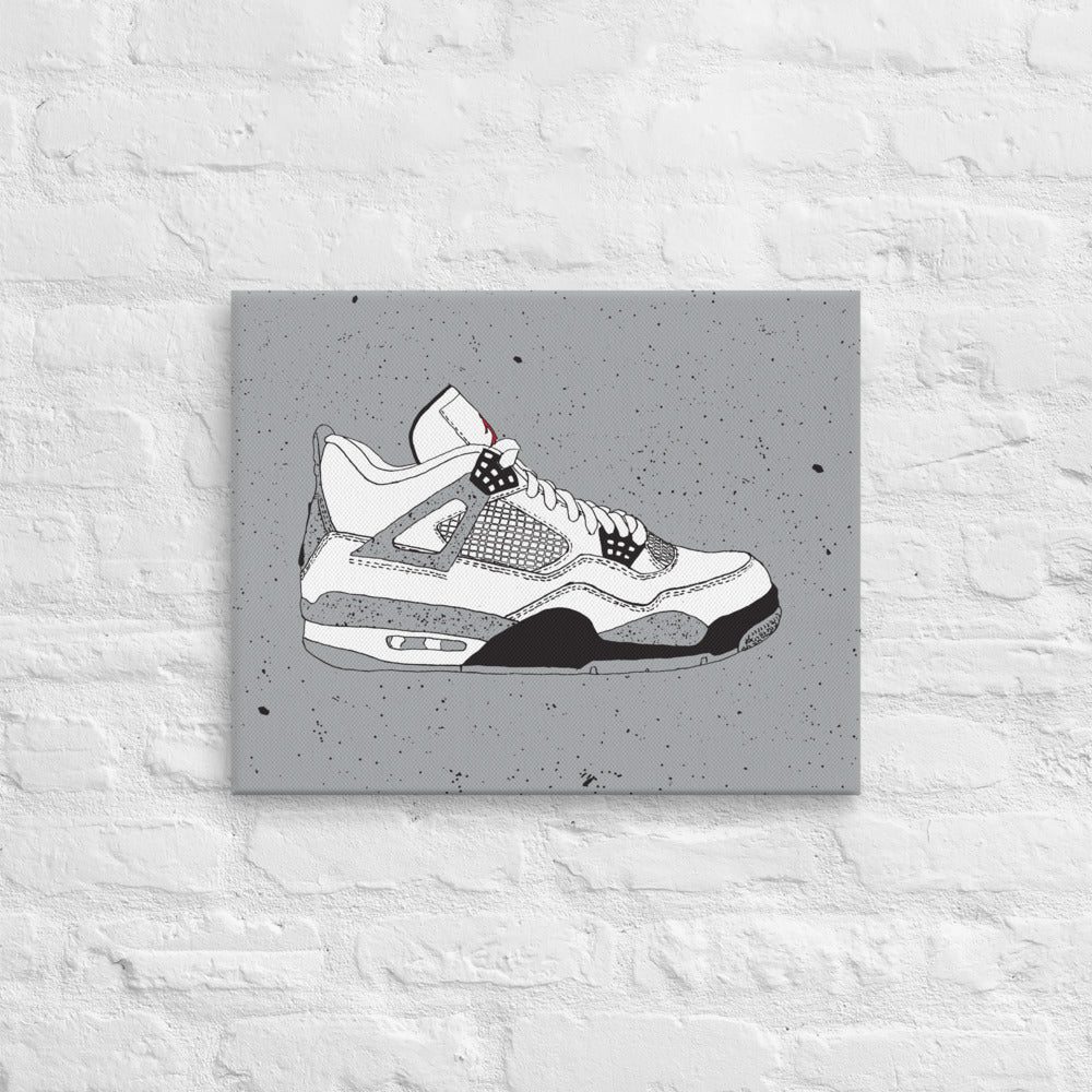 AIR JORDAN 4 CEMENT SNEAKER ART CANVAS PRINT