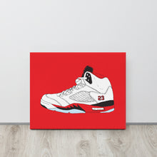 AIR JORDAN 5 FIRE RED SNEAKER ART CANVAS PRINT