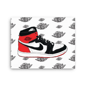 AIR JORDAN 1 BLACK TOE SNEAKER ART CANVAS PRINT