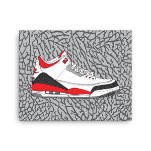 AIR JORDAN 3 FIRE RED SNEAKER ART CANVAS PRINT