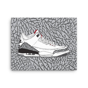 AIR JORDAN 3 WHITE CEMENT SNEAKER ART CANVAS PRINT