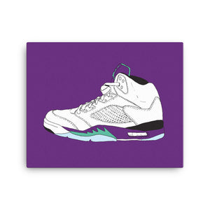 AIR JORDAN 5 GRAPE SNEAKER ART CANVAS PRINT