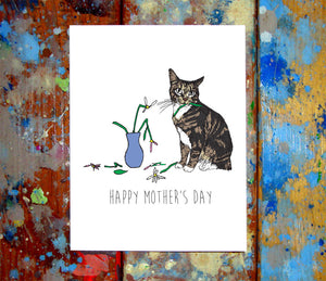 Cat Spilled Beer Father's Day Greeting Card