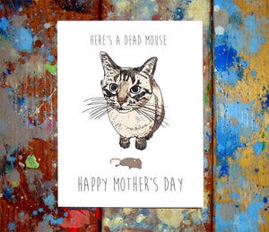 Cat Dead Mouse Father's Day Greeting Card