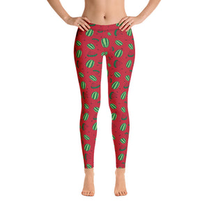 Watermelon All Over Print Leggings - Red