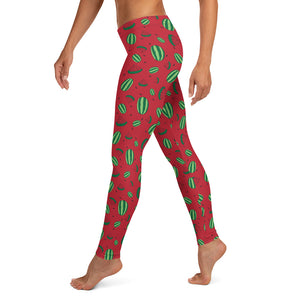 Watermelon All Over Print Leggings - Red