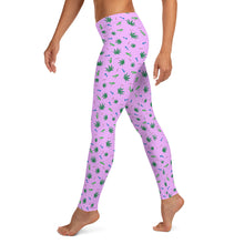 Weed Leaf, Pipes, Blunts, Bongs, & Joints All Over Print Leggings - Pink